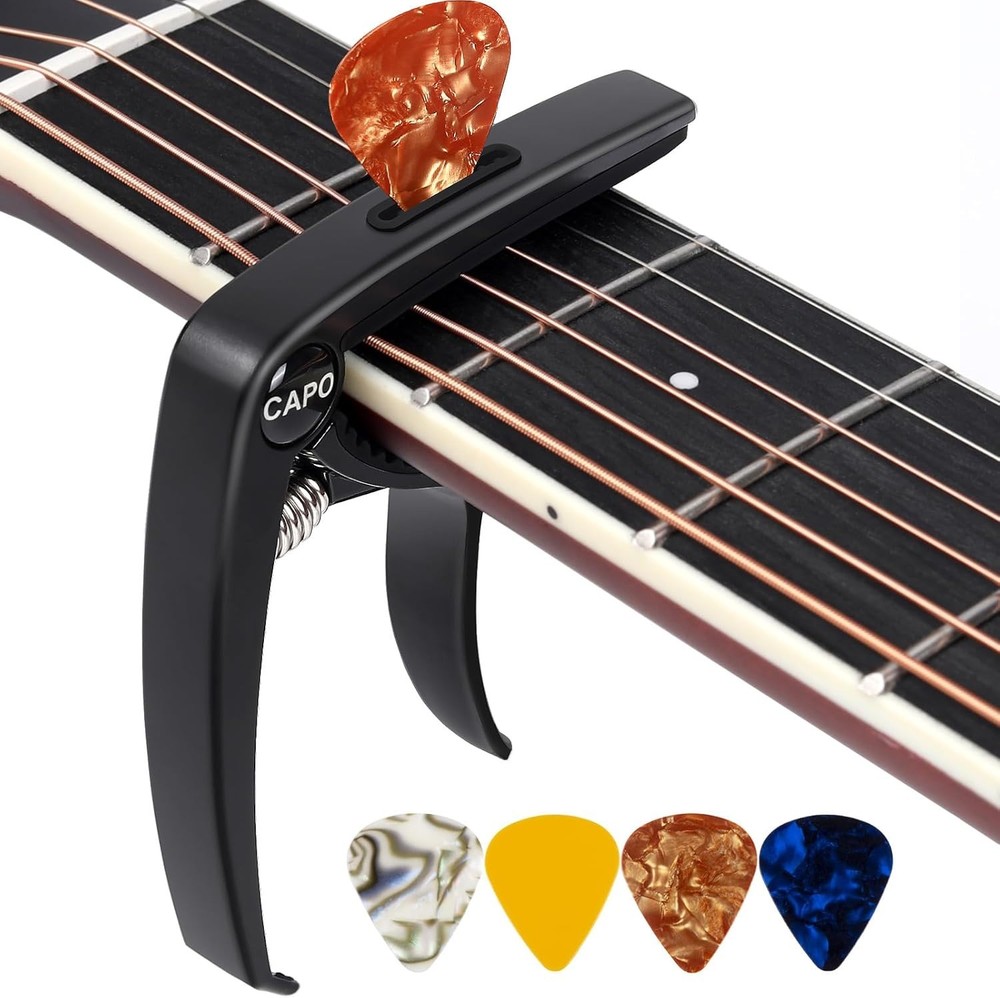 Precision 6-String Guitar Capo with Picks - Fast, Durable, and Universal