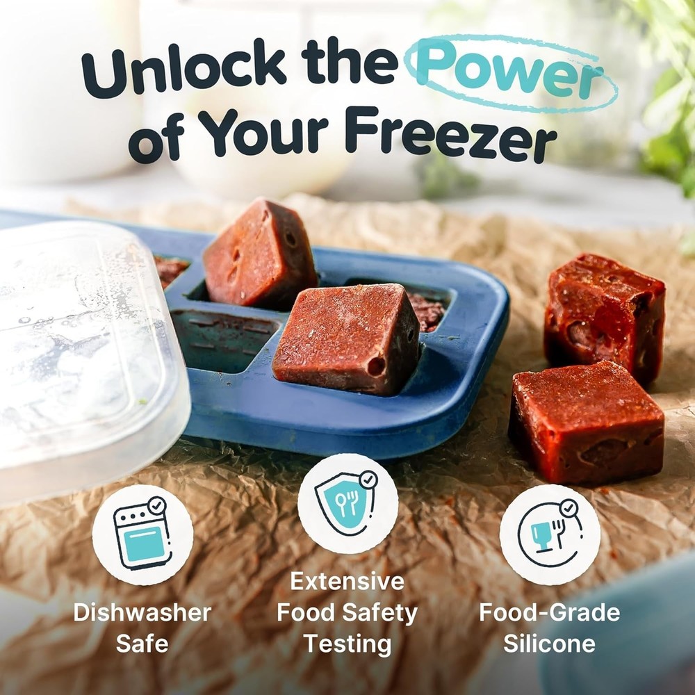 Oven-Safe 2 Tbsp Silicone Freezer Containers - 2-Pack for Kitchen Efficiency