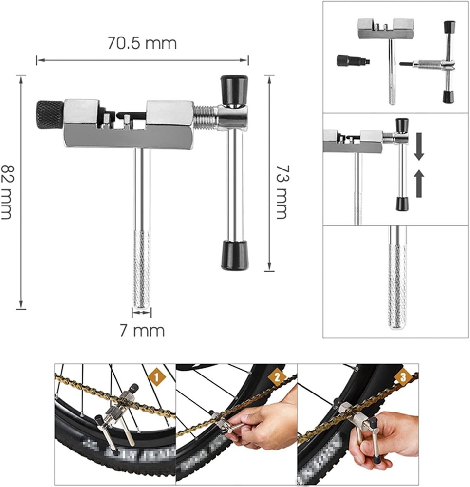 6PCS Set Crank Chain Cutter Extractor Freewheel Puller Cycling Maintenance Tool