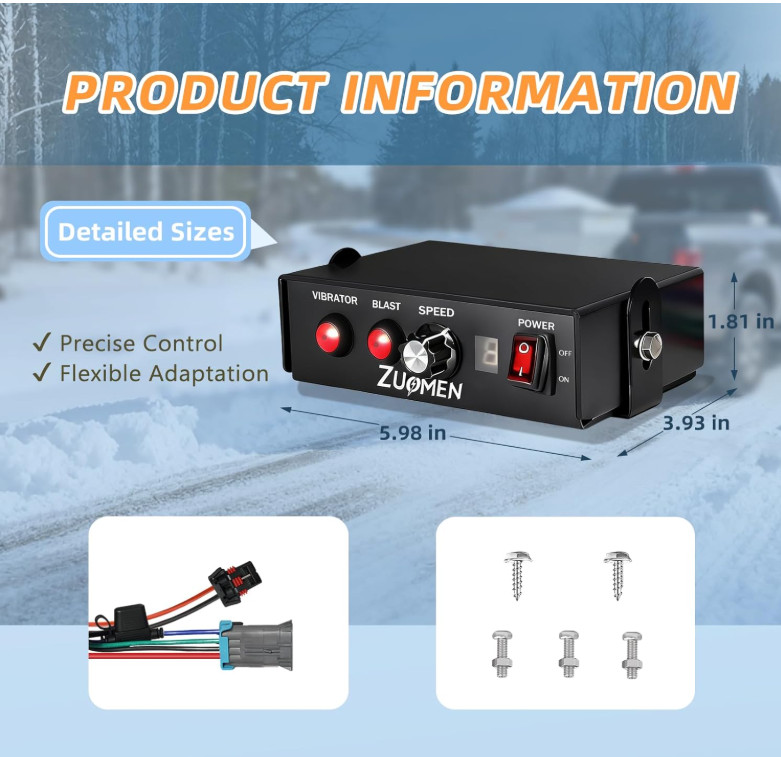 Salt Spreader Speed Controller, 0–9 Speed Levels with Blast Mode, Compatible wit