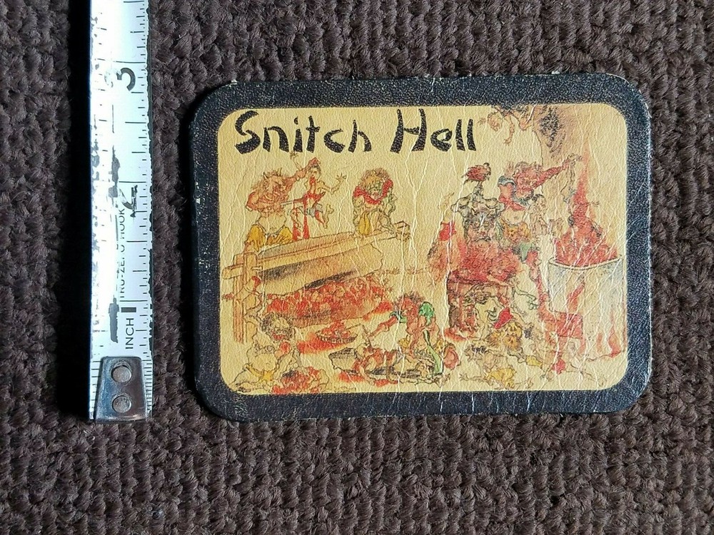 100% Leather - SNITCH HELL - Biker Jacket Motorcycle Vest Sew-On Patch
