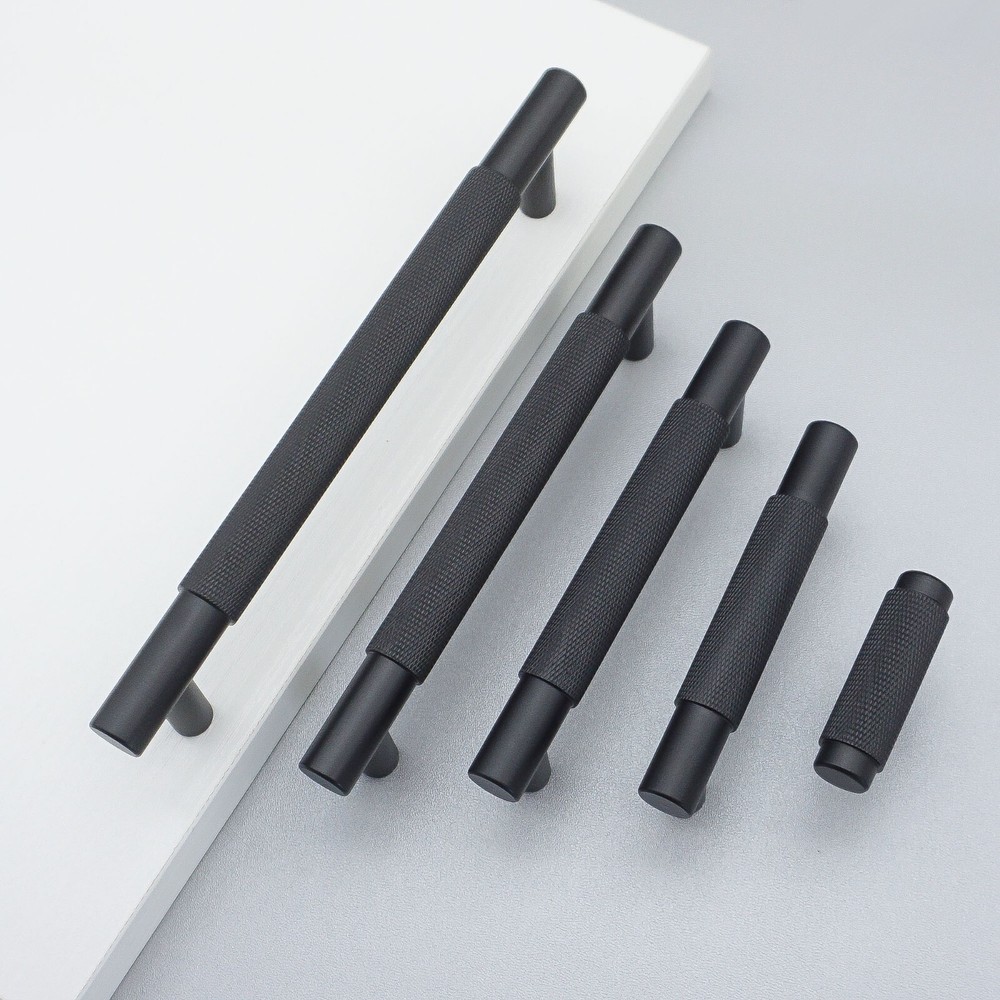 Black Knurle Drawer Pulls Modern Cabinet Pulls knobs Dresser Knobs Wardrobe Pull