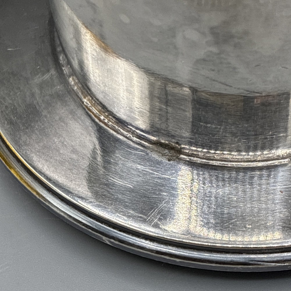 Silver Plate Tea Strainer Press Cup Handle Lid 3pc Marked