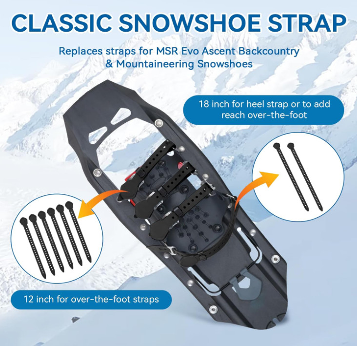 Replacement Snowshoe Straps for MSR Bindings - 6x12 & 2x18, Compatible with Dena