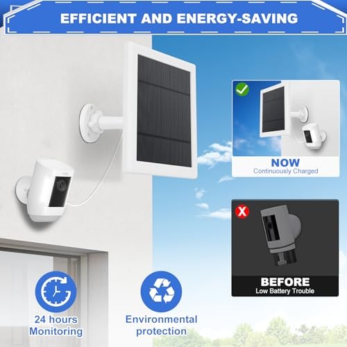Solar Panel for Ring Camera 3 Port Compatible with Ring Spotlight 2 Pack White