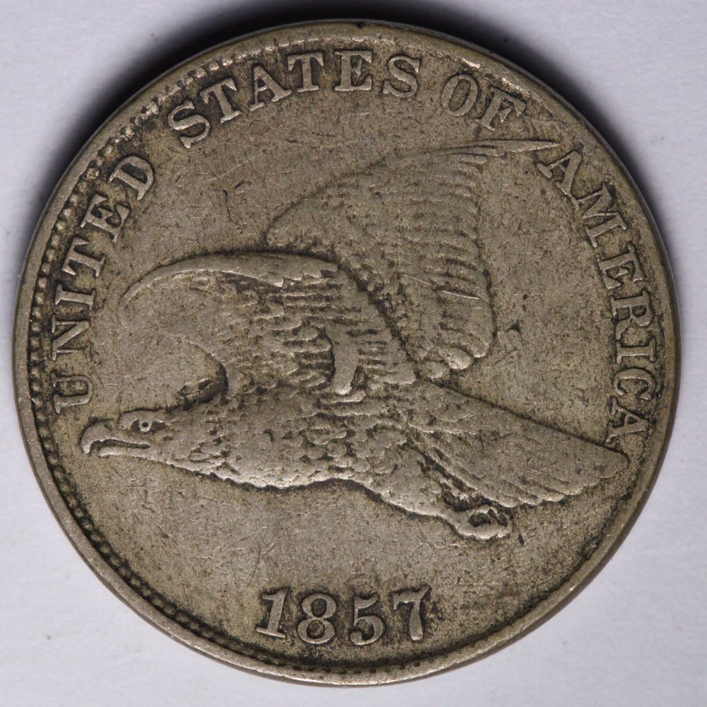 1857 Flying Eagle Cent Penny XF CUD ON WING E140 RAEK
