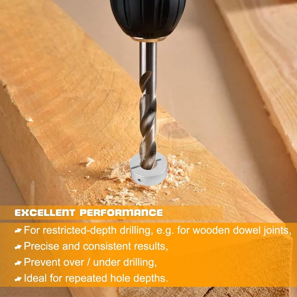 Aluminum Stop Collar Set - Drill Bit Depth Stop - Superior Split Ring Design