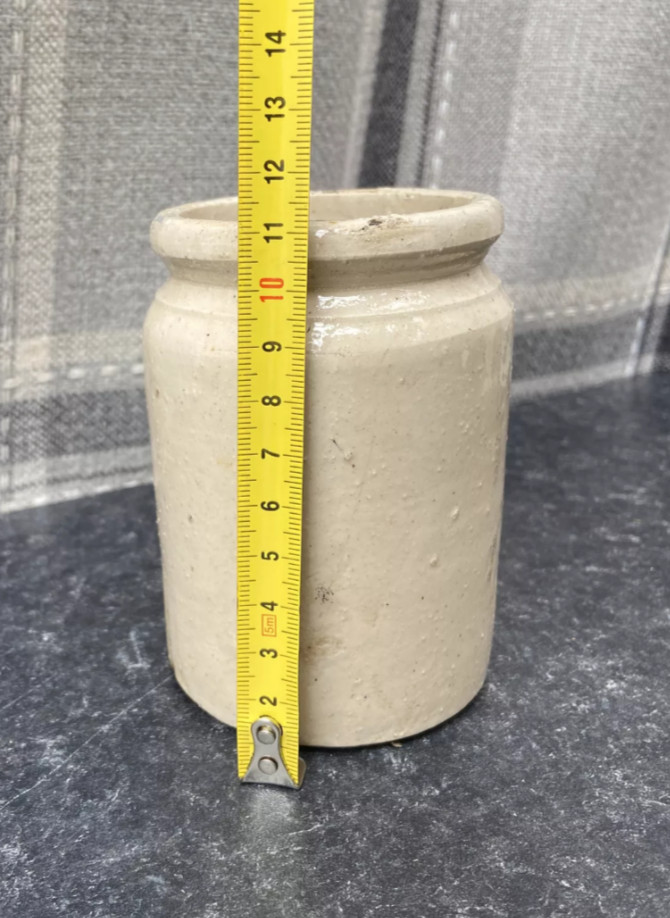 3 Old Ironstone Pots, Stained And Crazed
