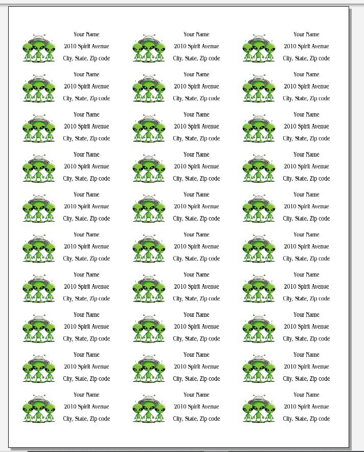 150 Alien UFO Space Man Mailing Return Address Labels Personalized