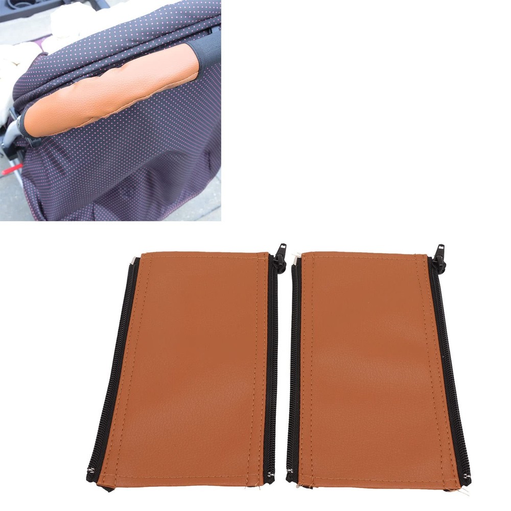 Garosa Stroller Handle Cover, Universal PU Leather Handlebar Sleeve, Brown