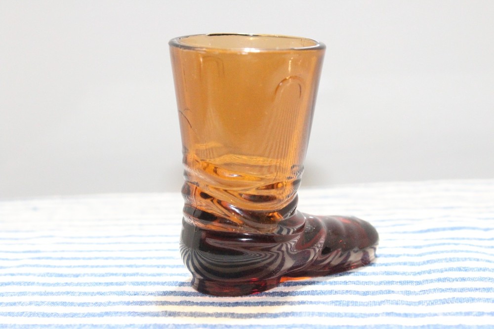 Small Amber Boot Shaped Toothpick Holder