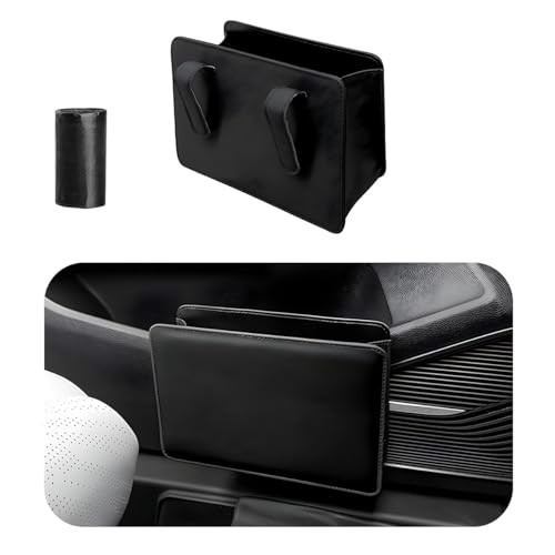 Car Trash Can, Foldable Waterproof Leather Car Garbage Organizer Holder, Black