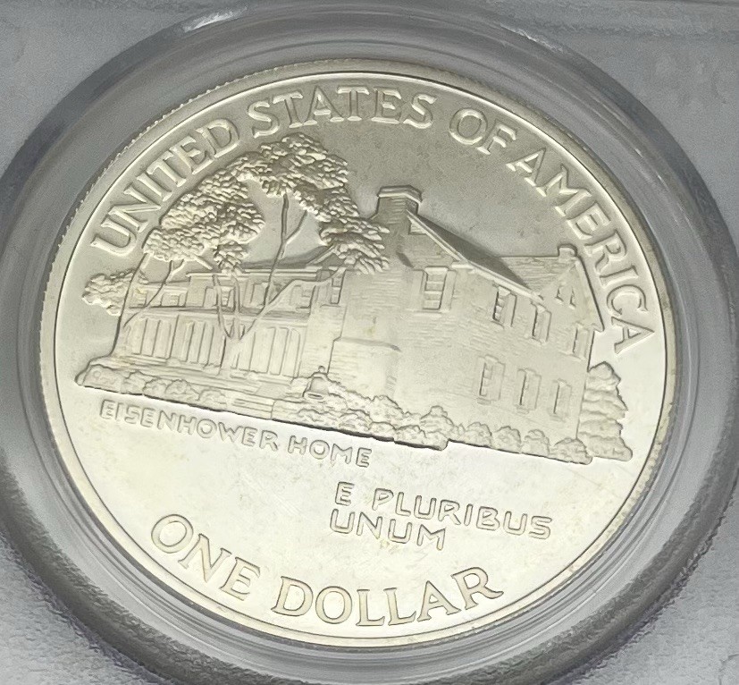 1990 P Eisenhower Centennial Commemorative Silver One Dollar PCGS PR-69 DCAM