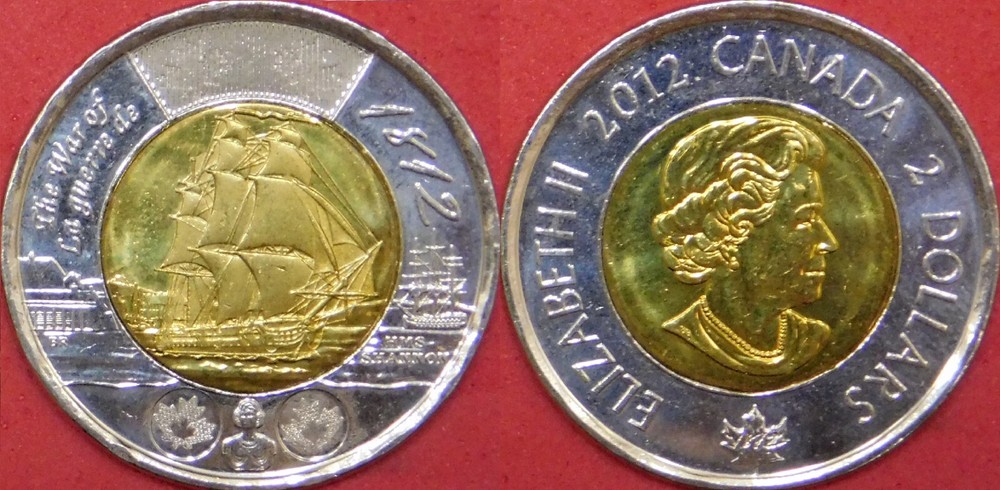Brilliant Uncirculated 2012 Canada HMS Shannon 2 Dollars From Mint's Roll