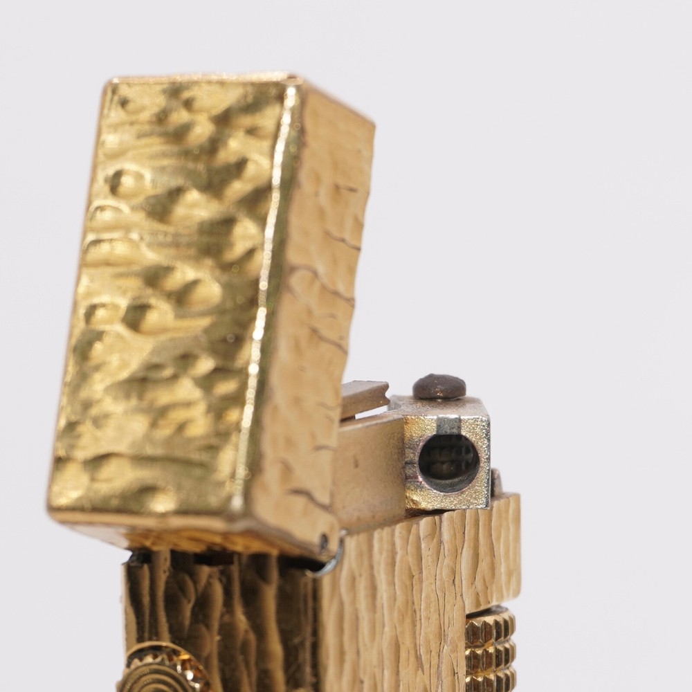 Dunhill Lighter Gold Bark Pattern-Ultrasonically Cleaned_Working