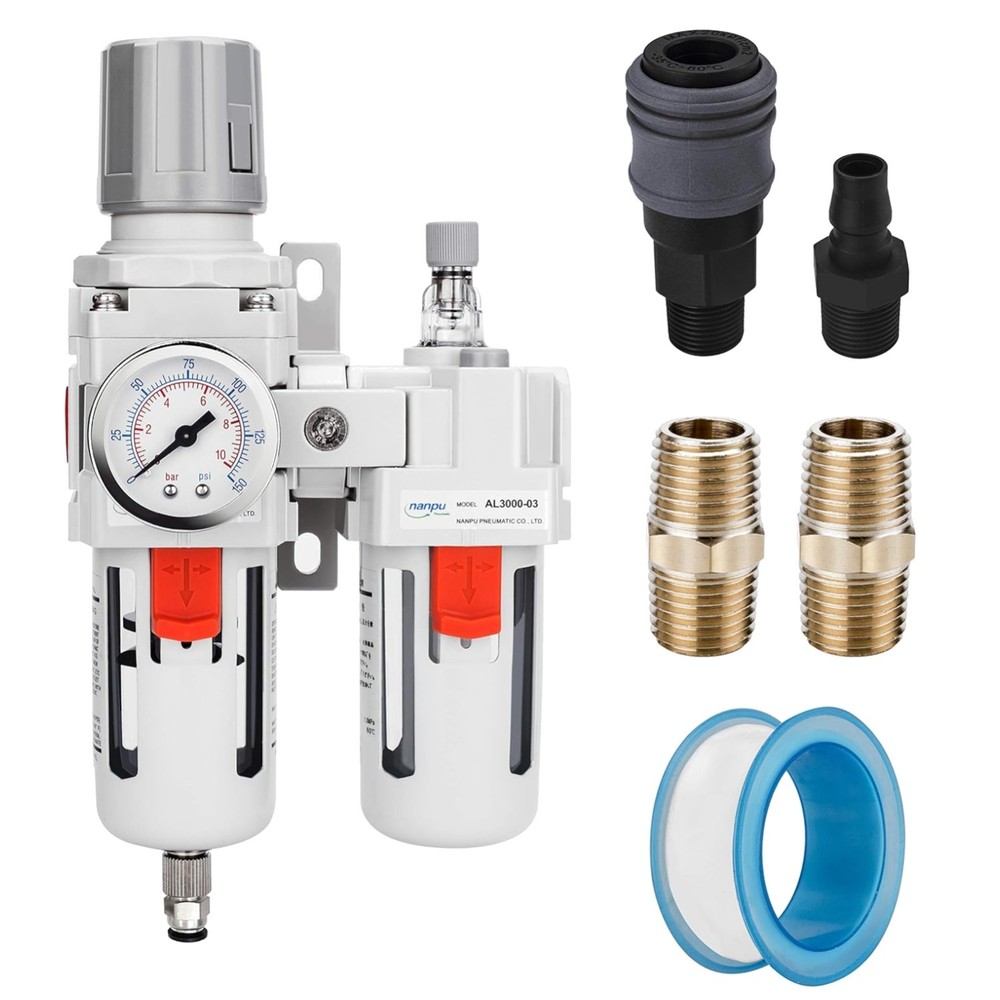 Compressed Air Filter Regulator Lubricator - Gauge 0-150 psi