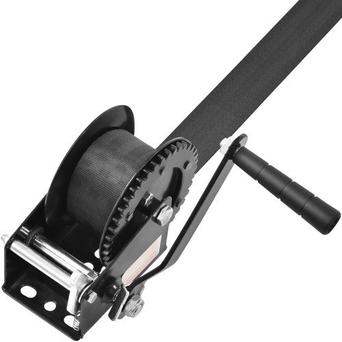 Hand Winch 1200lb, 23ft Polyester Strap & Two-Way Ratchet