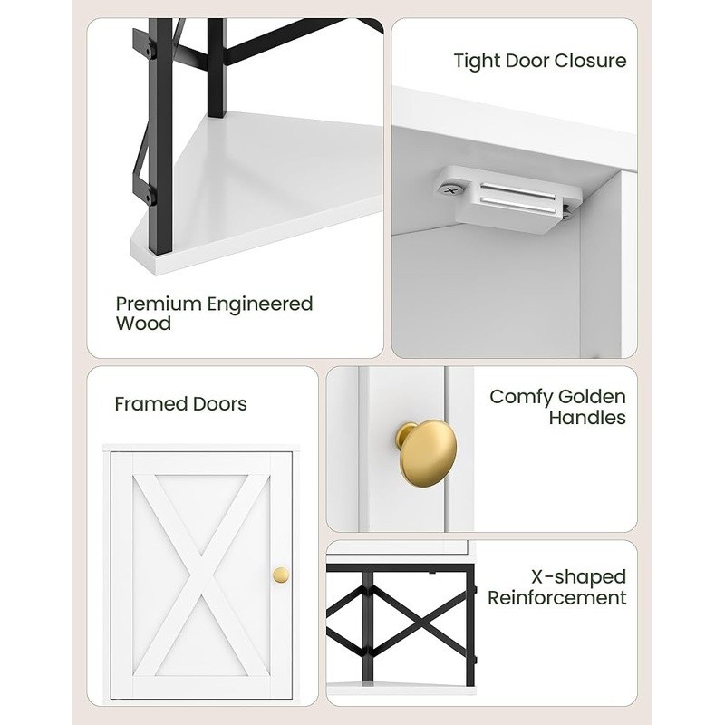 Wall Mounted Corner Bathroom Cabinet Adjustable Storage Space Saver Organizer US