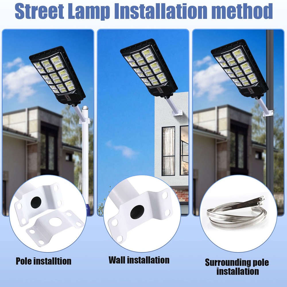 200000000LM Solar Street Lights Outdoor with Motion Sensor, Remote Control, Pole