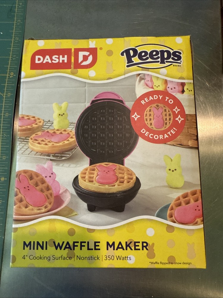PEEPS x Bunny Mini Waffle Maker Dash Bunny Single Waffle New In Box-Never Used!