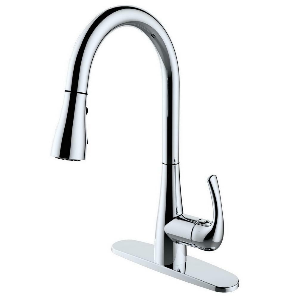 Runfine Single-Handle Pull-Down Sprayer Kitchen Faucet in Chrome