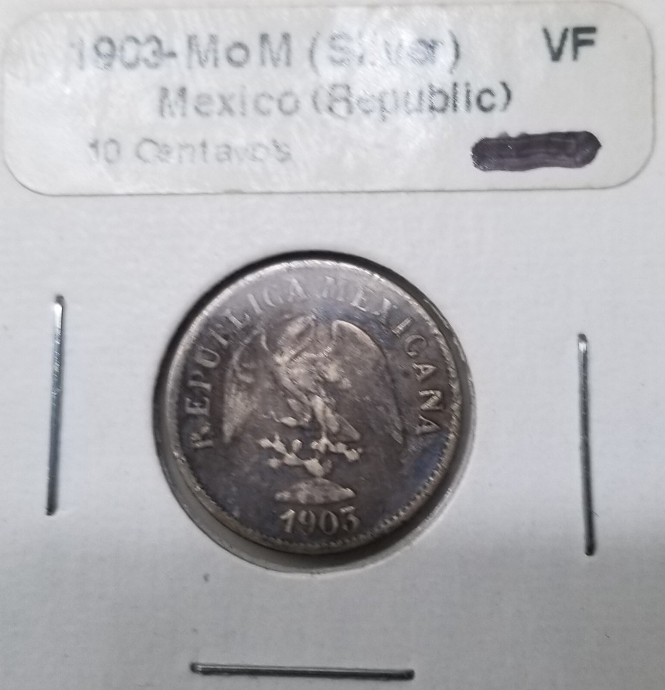 Mexico 1903 CN V Silver 10 Centavos.