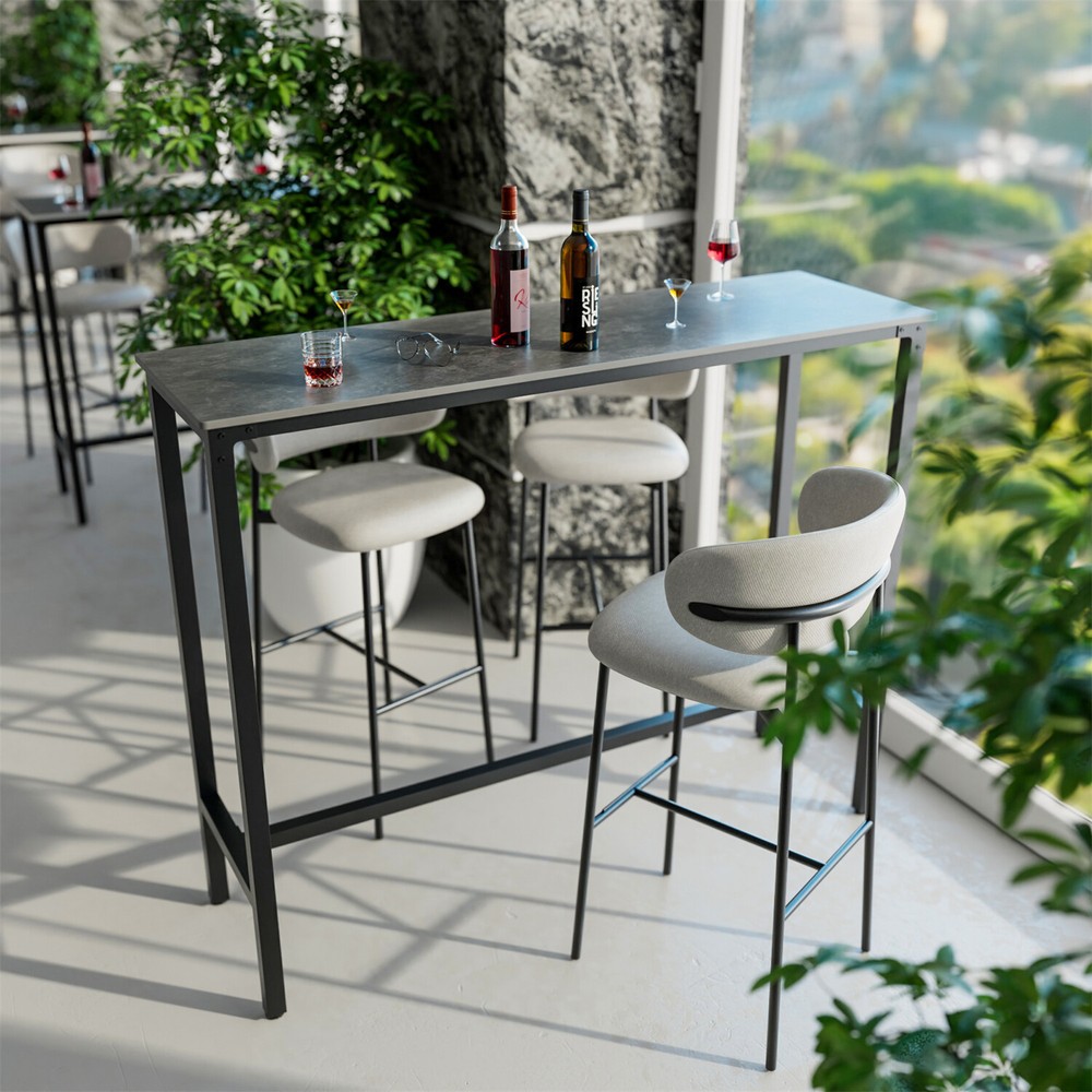Tall Breakfast Bar Table Rectangle Pub Table Marble Top for Dining Room Coffee