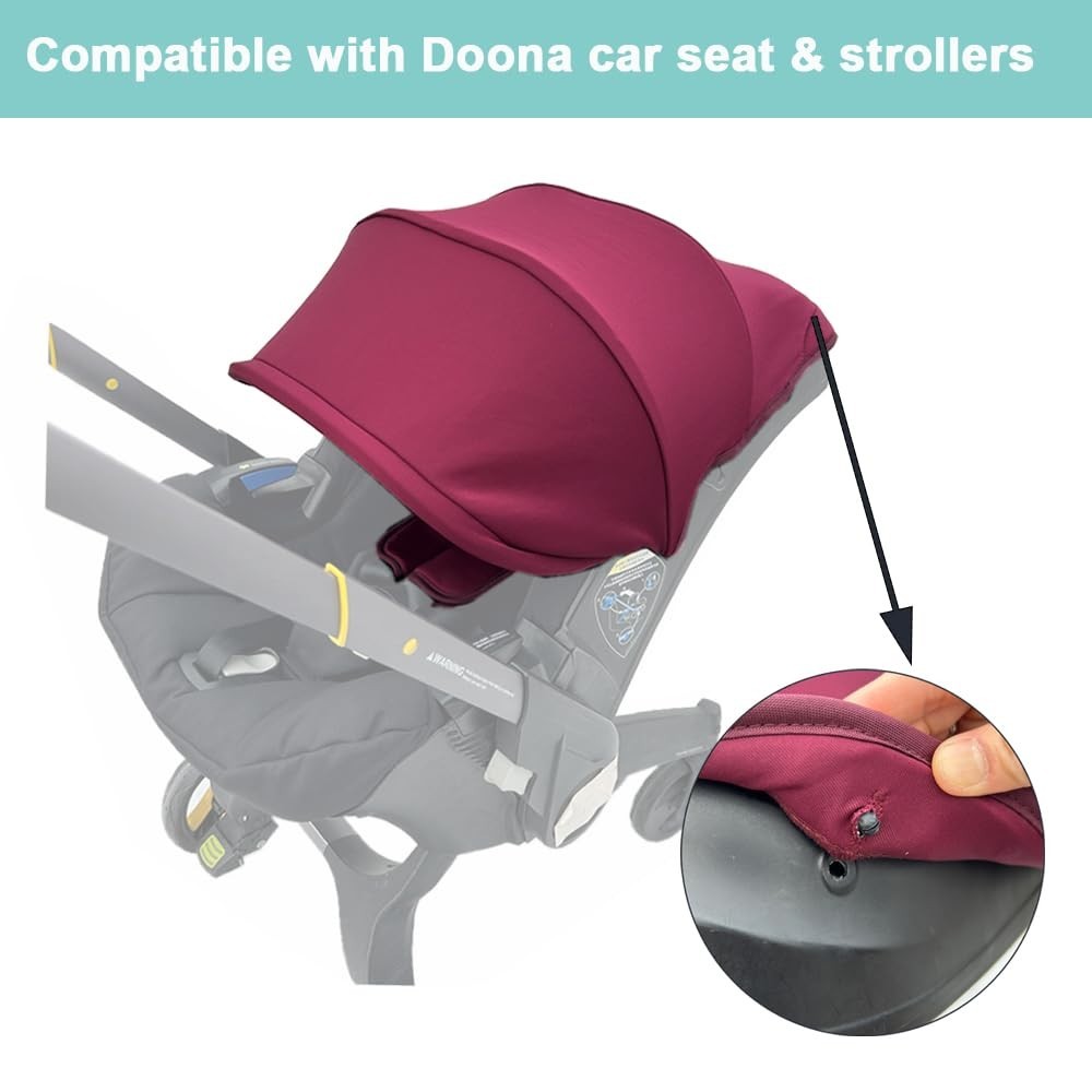 Larger Replacement Canopy for Doona+ & Doona i Strollers - Wine Red Elegance