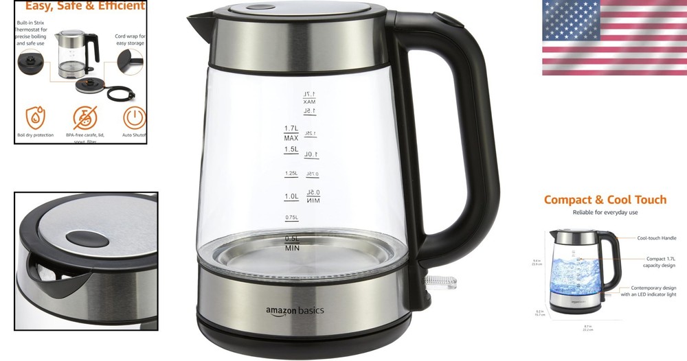 Stylish Black & Silver Electric Kettle with Rapid Boil & Cool Touch Handle