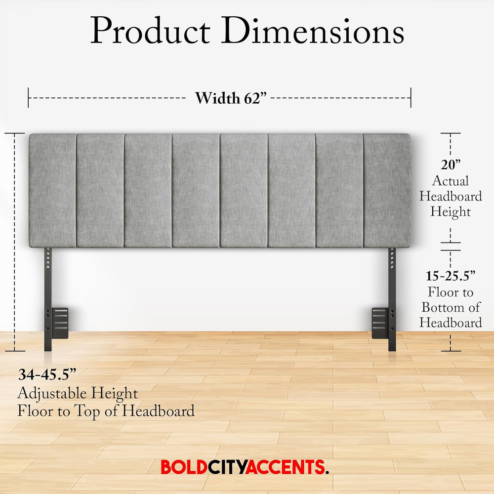 Tufted Upholstered Headboard Queen/Full Size - Adjustable Height & Easy Assembly