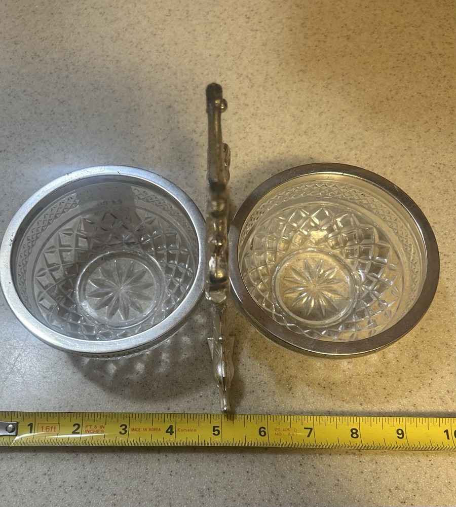 Vintage Crystal Double Caviar Serving Bowl