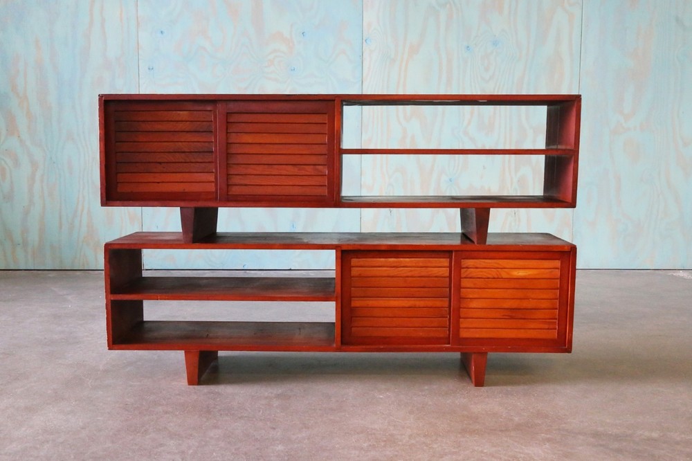 Studio made double sided Console Tables in Pine with Louvered doors -a Pair