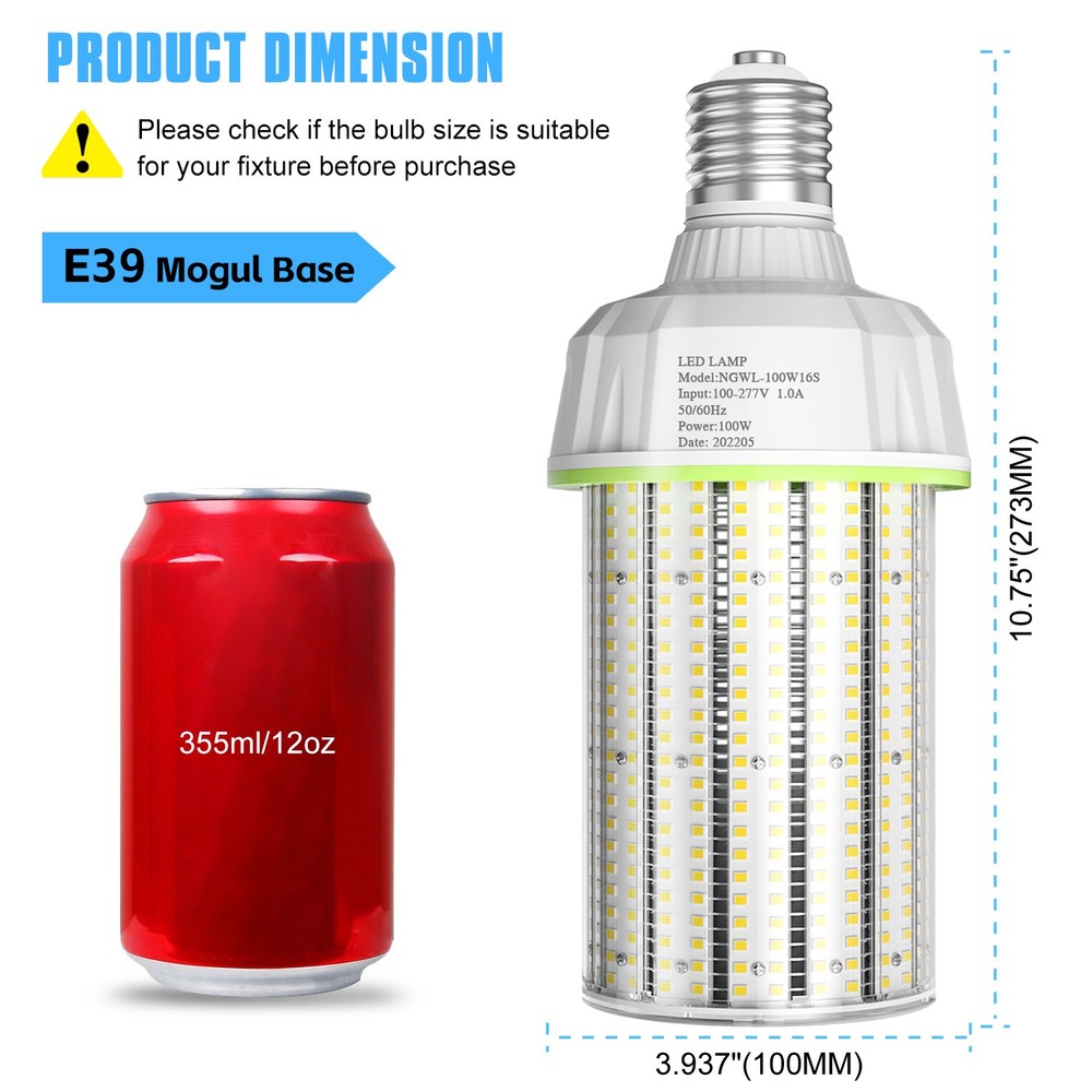 10Pack 100W LED Corn light Bulb-Replacement 400watt Metal Halide bulbs E39 Mogul