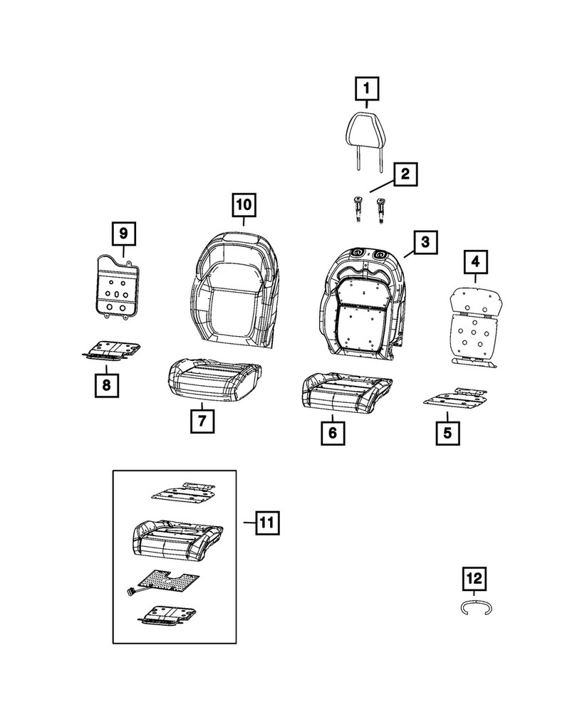 Genuine Mopar Headrest Sleeve Locking 7KN84TX7AA