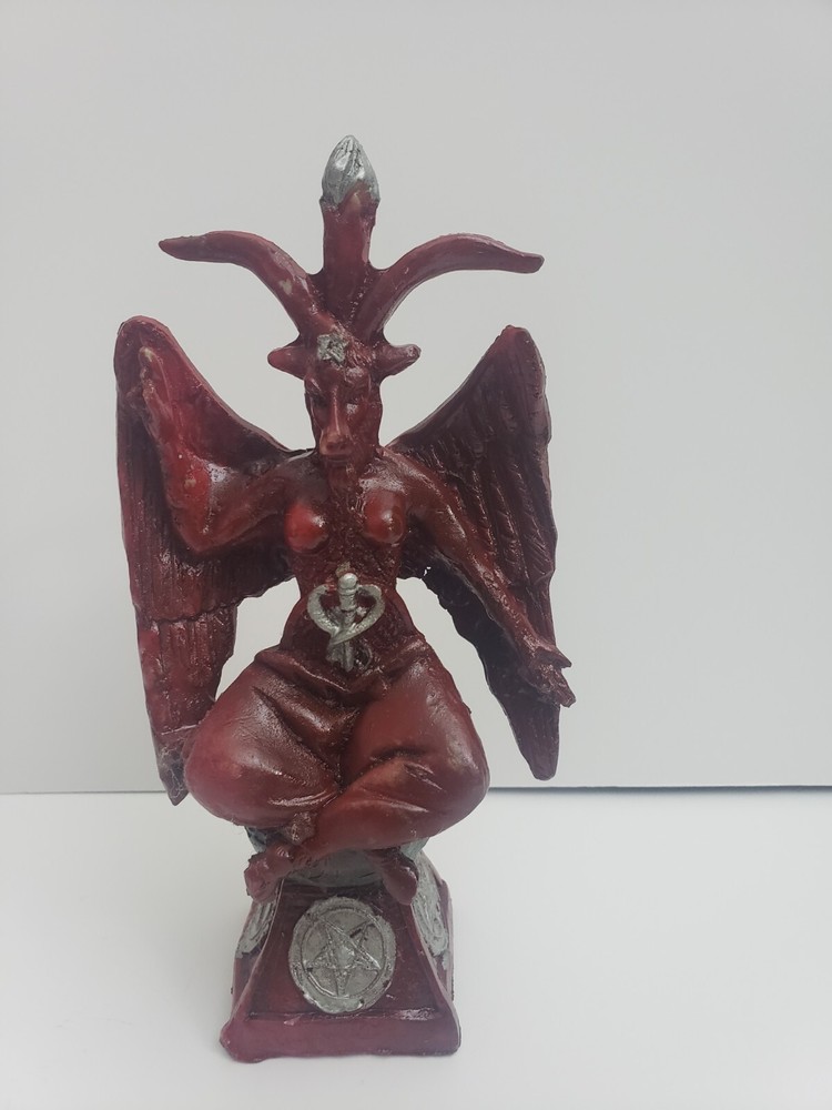 Templar Sabbatic Demon Satan Color Red Size 9"X5" Goat Baphomet Statue Devil