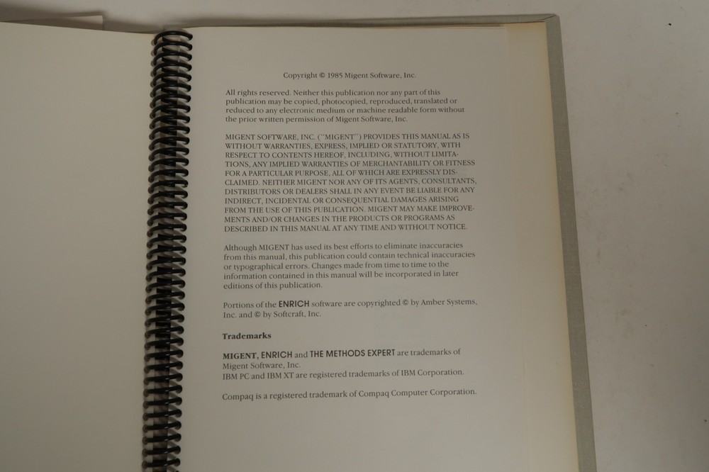 Enrich The Methods Expert Migent PC Computer Program Floppy Discs 1985 & Manuals