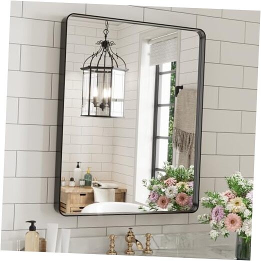 Black Bathroom Mirror for Wall 20X30 Inch, Rectangular 30"L x 20"W Matte Black