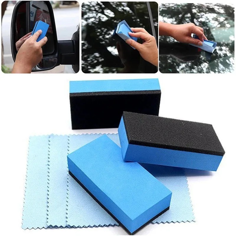 Ceramic Coating Applicator Blue Kit Sponge & Microfiber Cloth for Car Wax