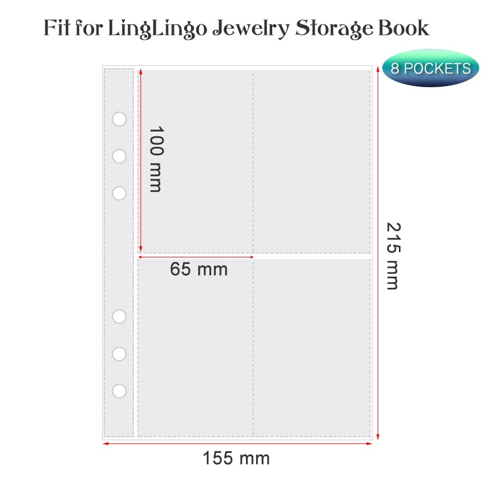 LingLingo Clear Double-Sided Refill Inner Pages for 20 Sheets Small Bags