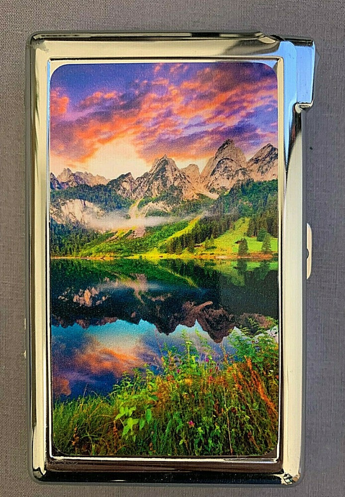 Nature Scenes Vorderer Gosausee 100's Size Cigarette Case with lighter Wallet