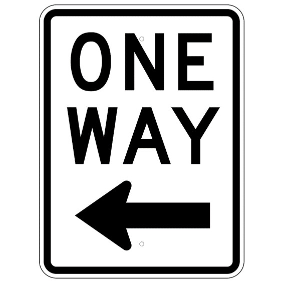 ONE WAY  Left Arrow Sign, Engineer Grade 12" x 18"