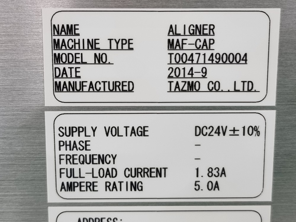 TAZMO MAF-CAP WAFER ALIGNER & Teaching Pendant