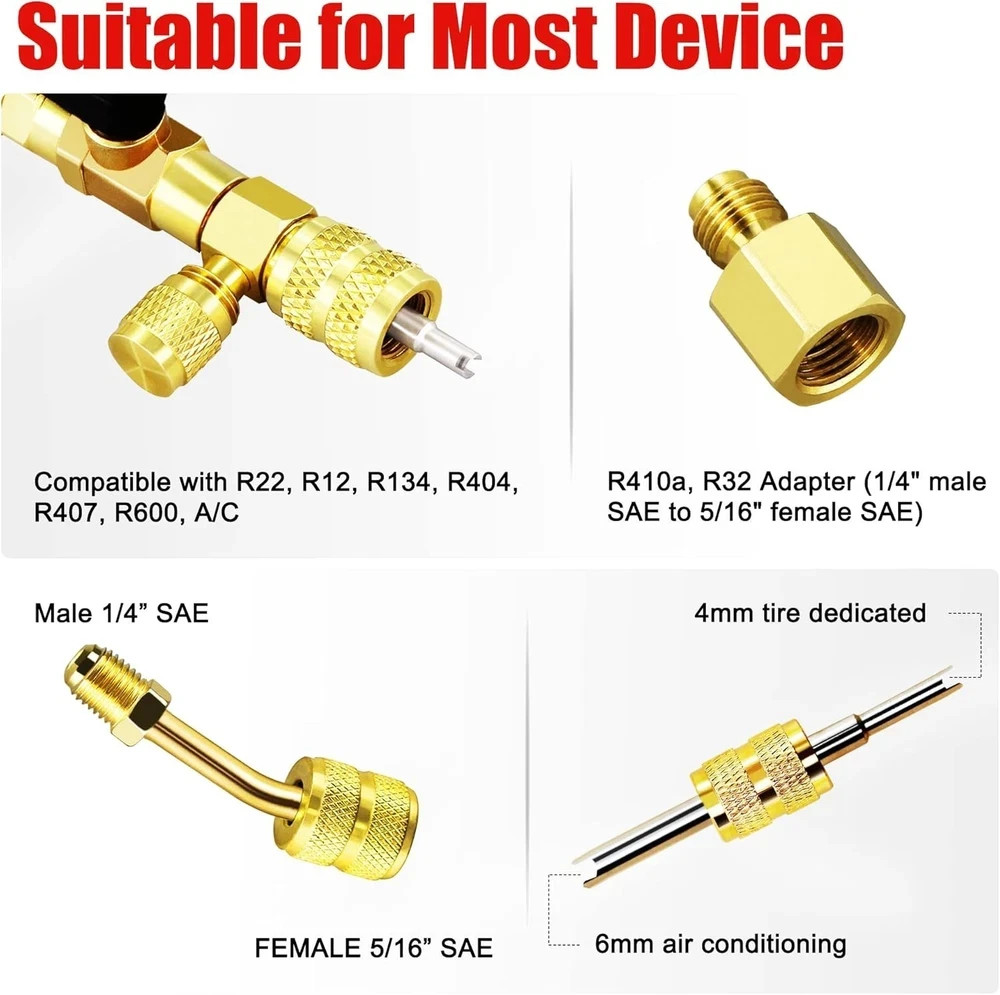Removal Tool, Schrader Valve Tool, Mini Split Adapter SAE 1/4 & 5/16 -Pro