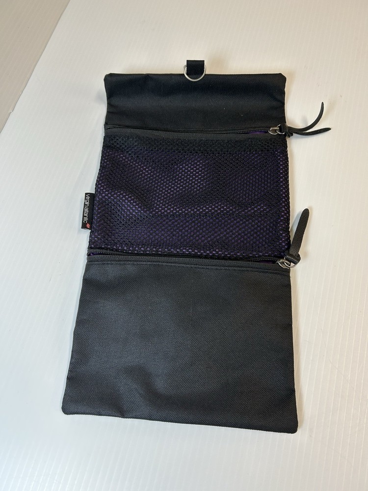 Virgin Atlantic First Class Herschel Leather Amenity Case Black & Purple