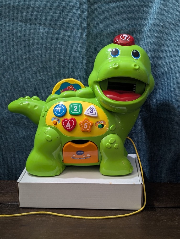 VTech Chomp & Count Dino | Electronic Learning Pull Toy | Tested & Works!