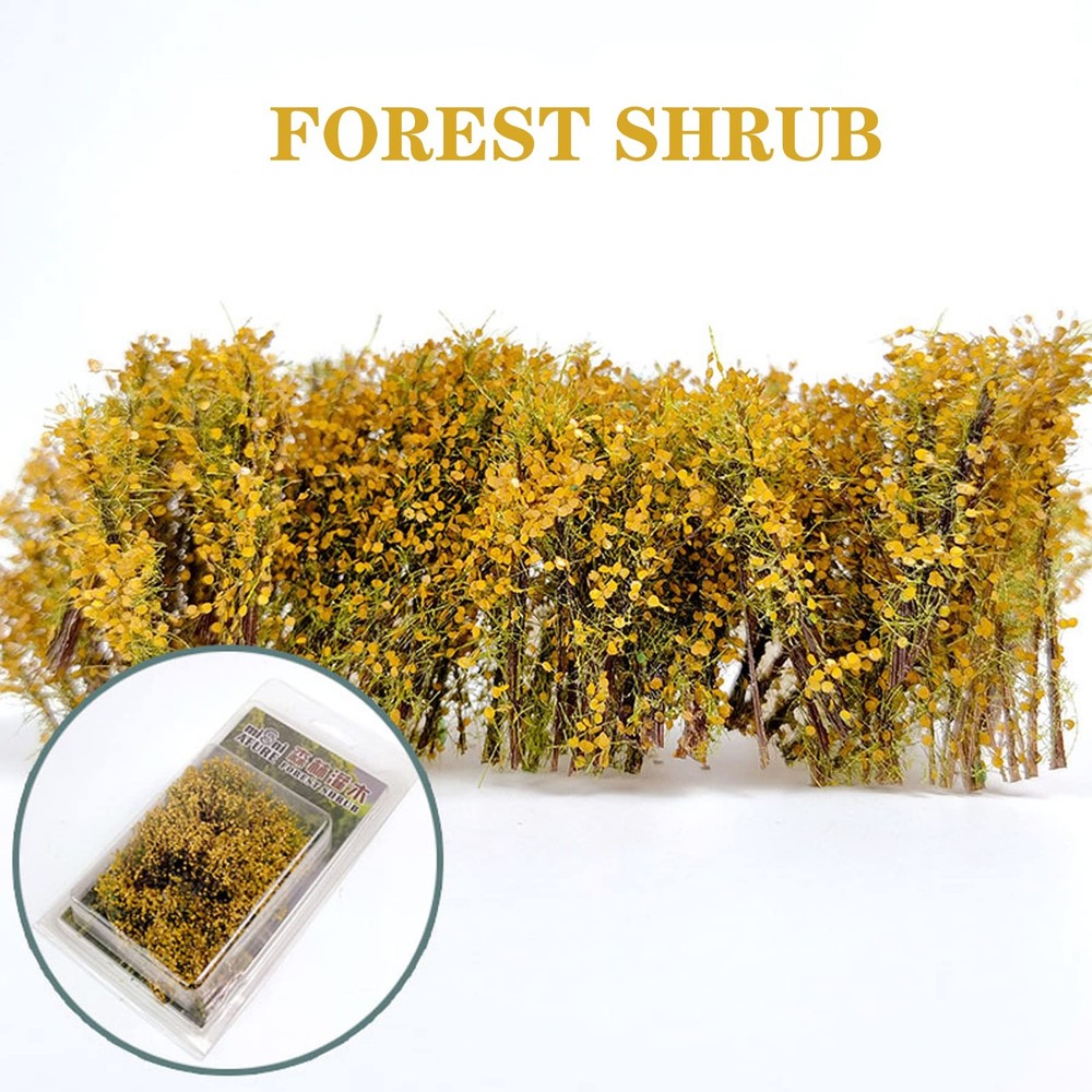 Miniature Shrubs, Withered Yellow, Static Grass Tuft, Model Train Landscape