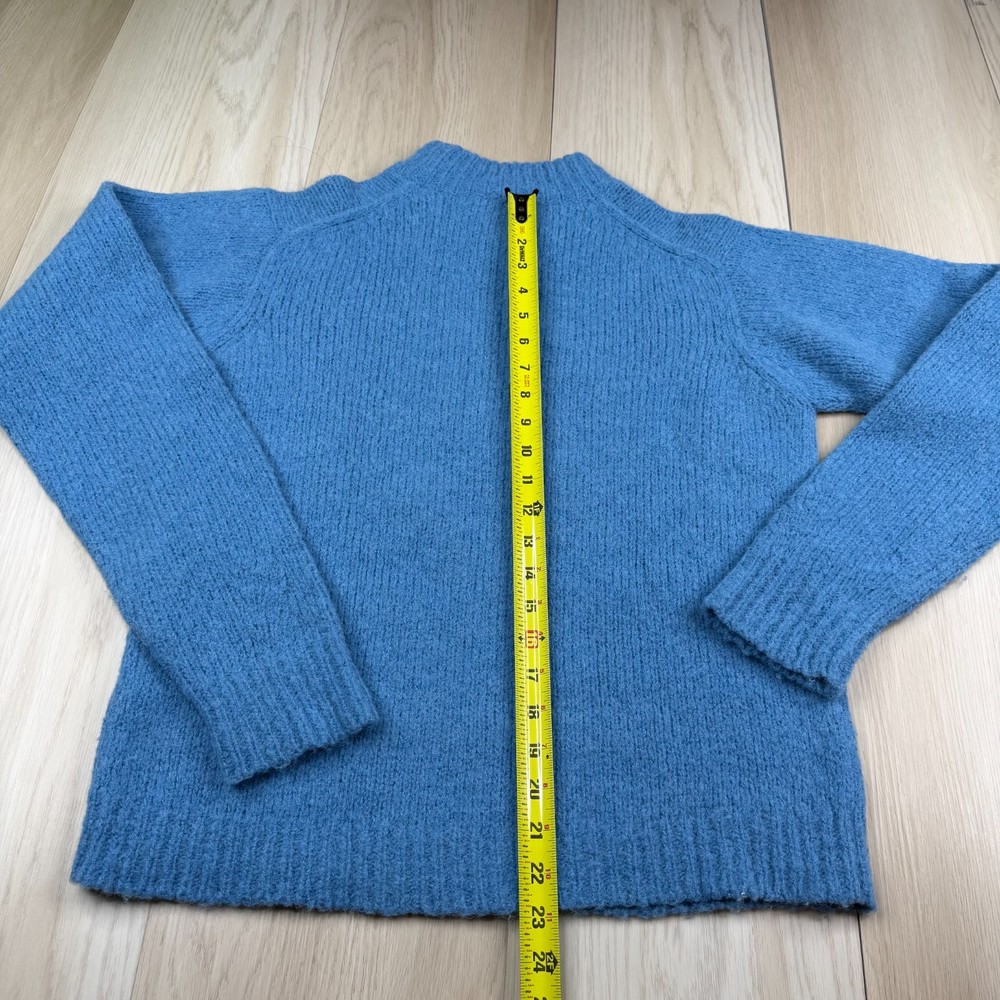 Tibi Womens Blue Mock Neck Long Sleeve Wool Blend Knit Pullover Sweater Size S