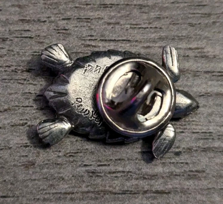 Turtle Reptile Animal Danforth Pewter Signed 1993 Lapel Pin 🐢