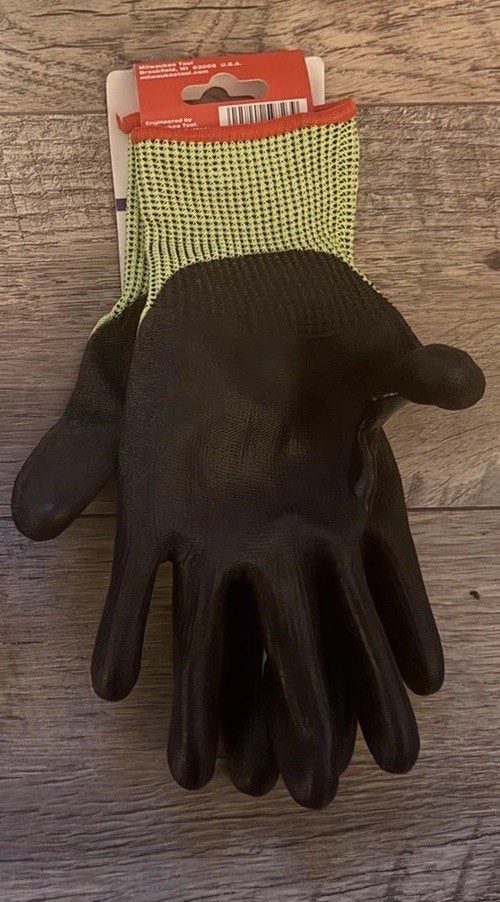 Milwaukee Touch Screen Gloves High Vis-Cut Level 5-Polyurethane-Size 9”L