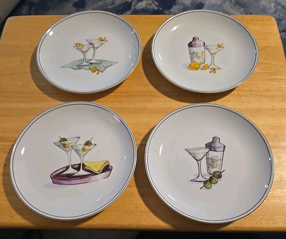 Boston Warehouse Martini Appetizer Plates - 2003 Excellent Condition
